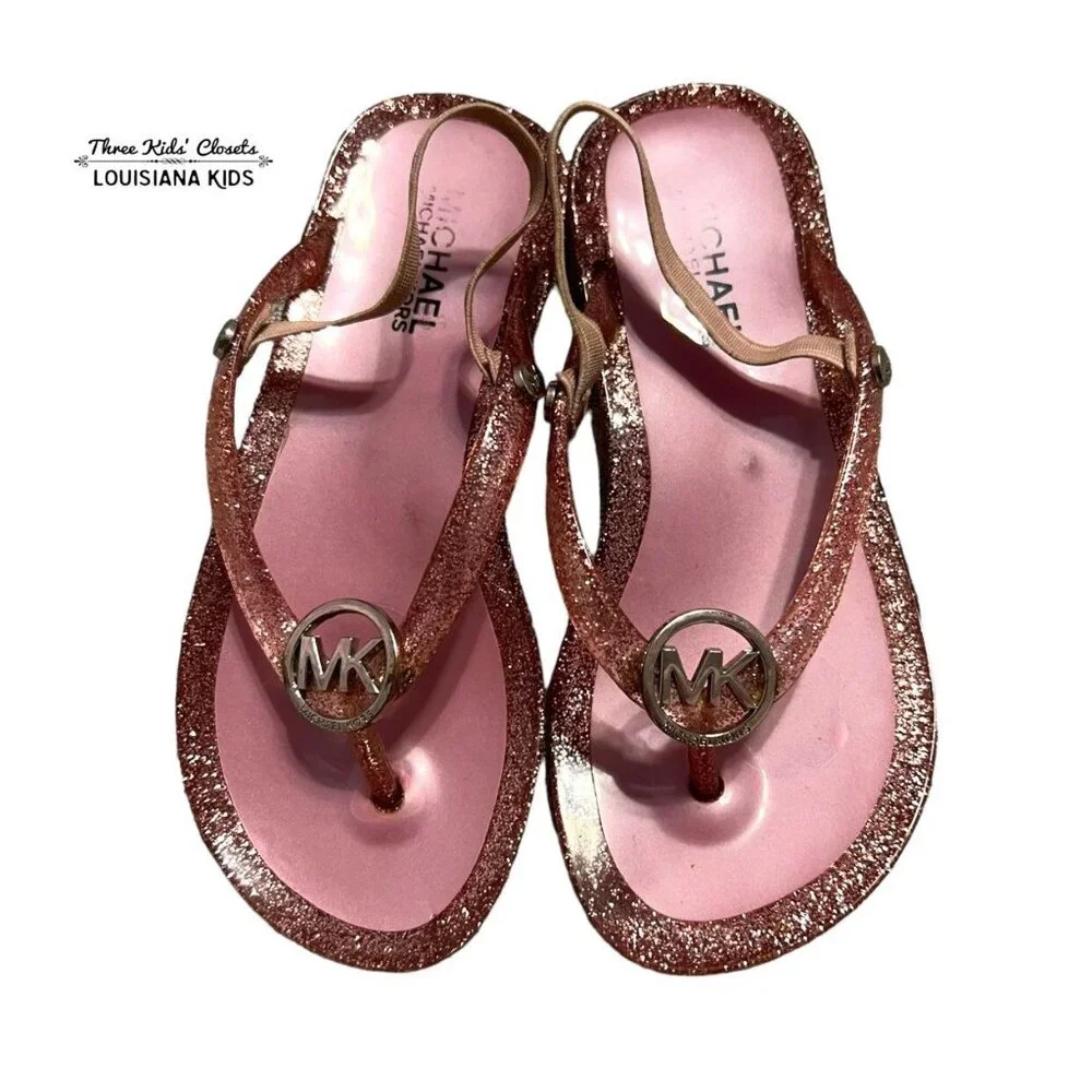 Michael Kors Sz 10 Pink Glitter Jelly Sandals